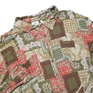 BKE Boyfriend Womens XL Long Sleeve Button Down Patchwork Shirt Top